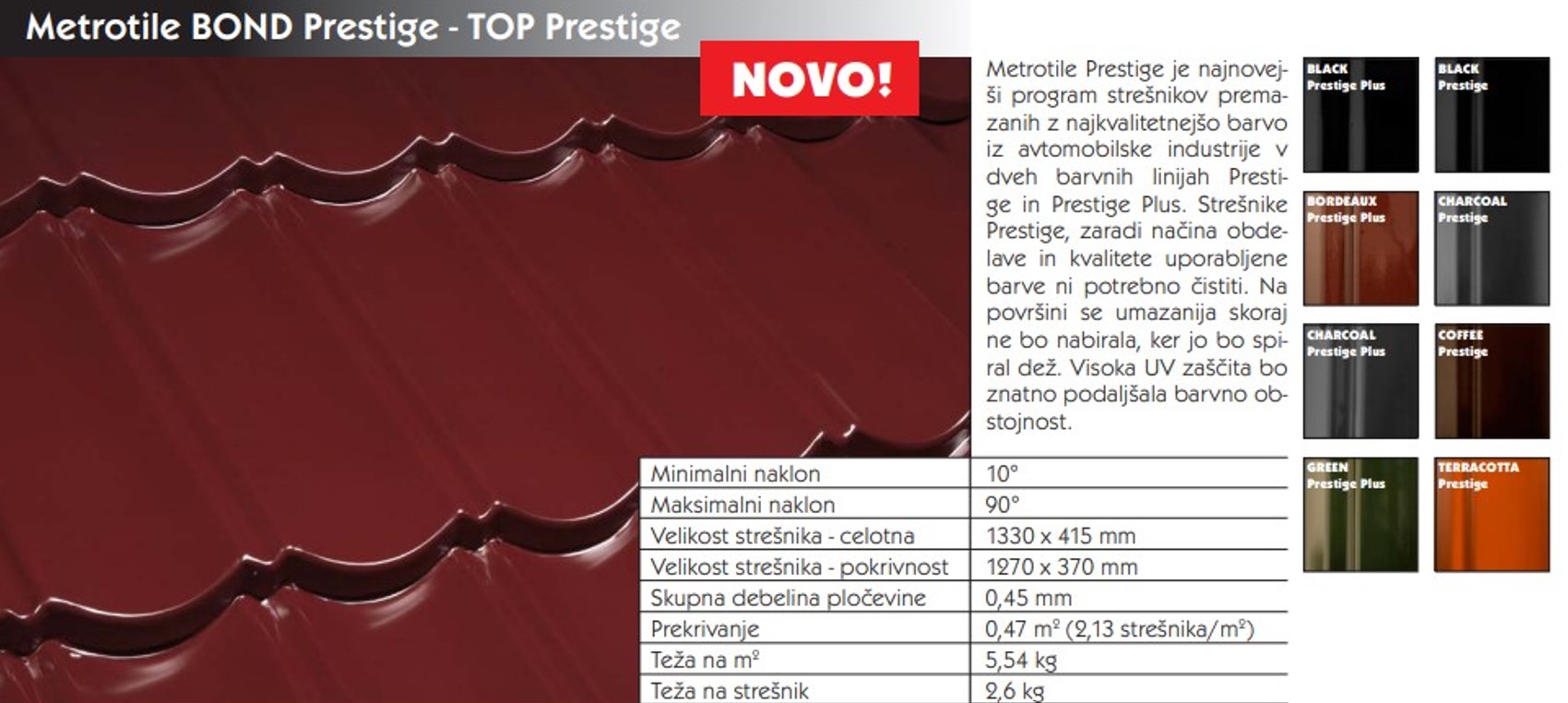 METROTILE BOND PRESTIGE brez posipa